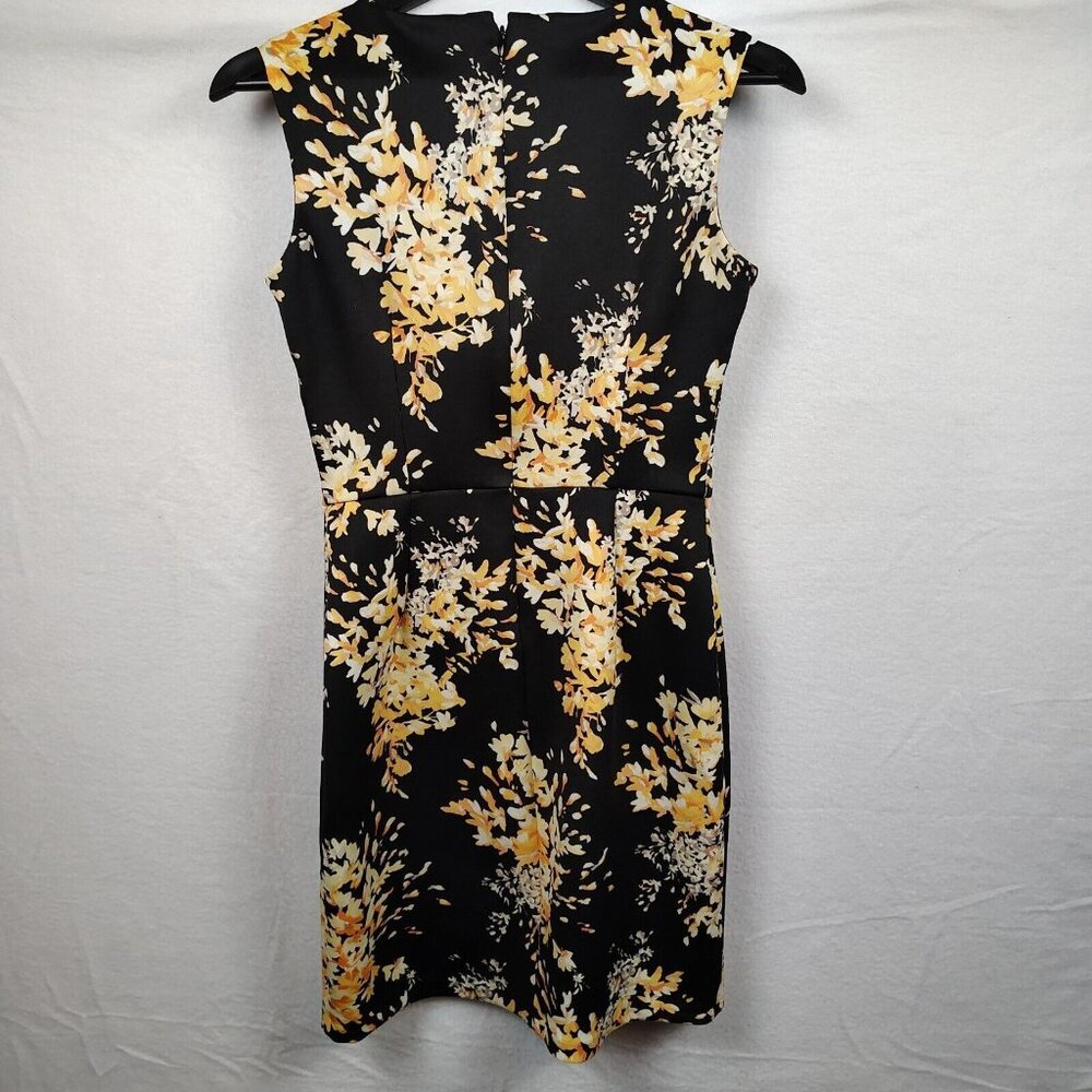 White House Black Market Dress Black Floral Yellow Mini Sz 0 - Picture 2 of 8